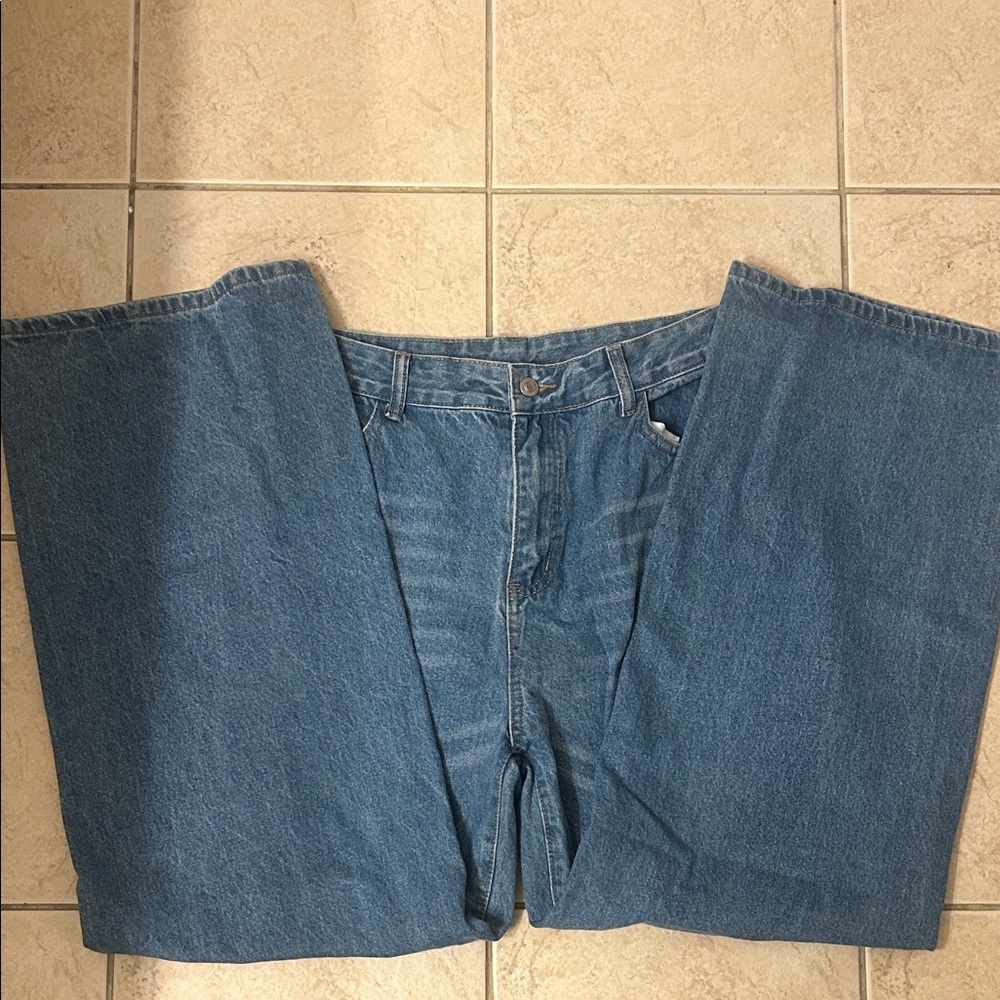 Shein Wide Leg Blue Denim Jeans, Size XL US 12